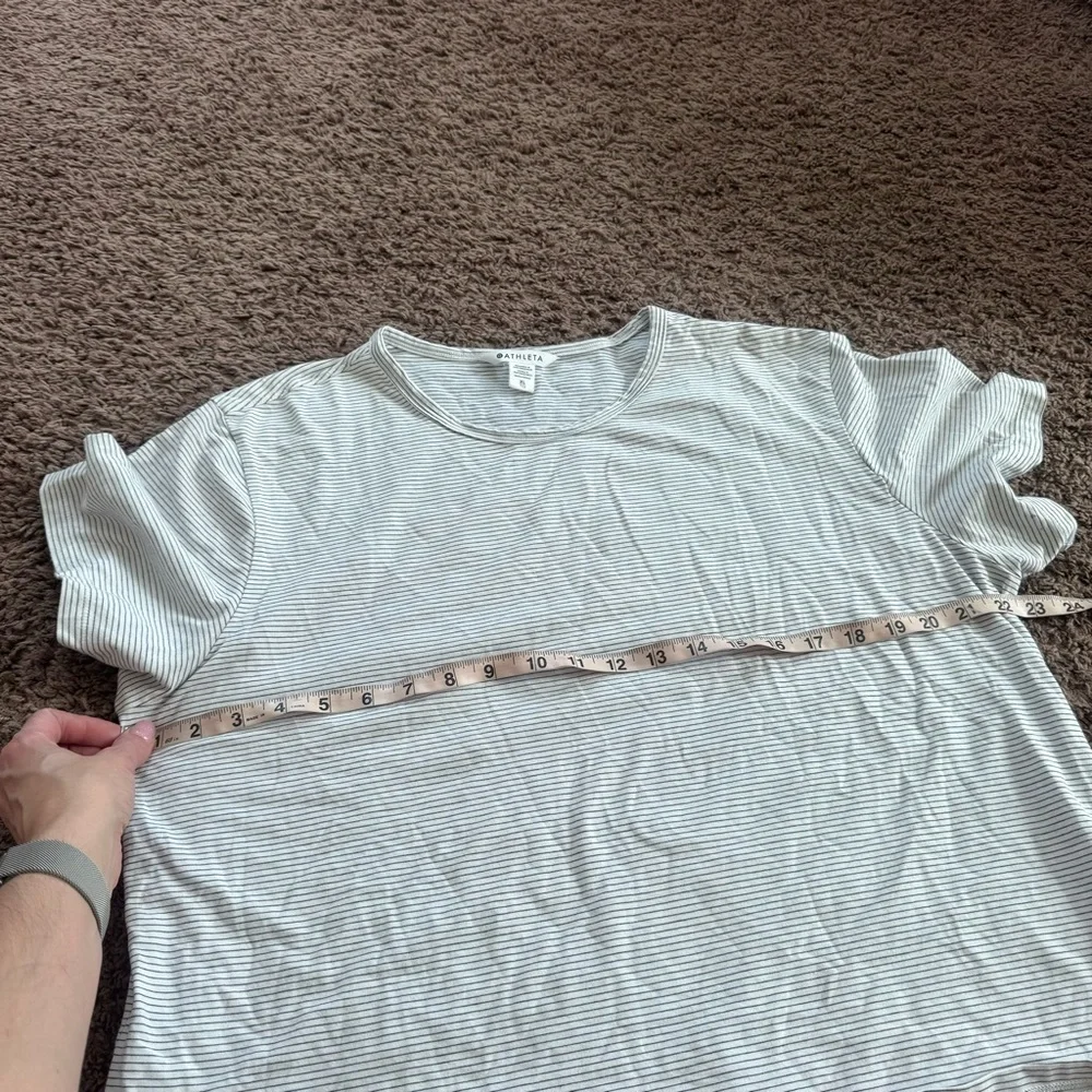 Athleta Essential Tee Relaxed Fit Top Black White Striped Cotton Blend Crop XL - Picture 8 of 8